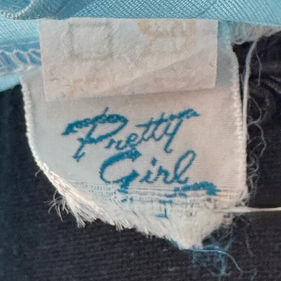 Vintage 1980s robe, baby blue, ruffled edges & trim, short puff sleeves - Picture 8 of 8